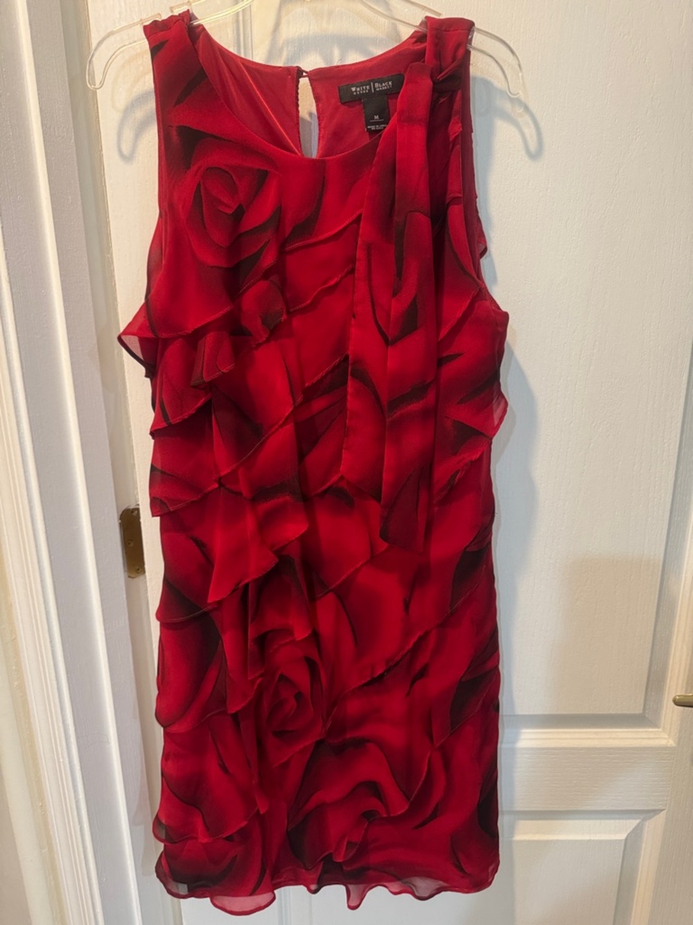 White House Black Market Lined Ruffle Floral-Print Dress